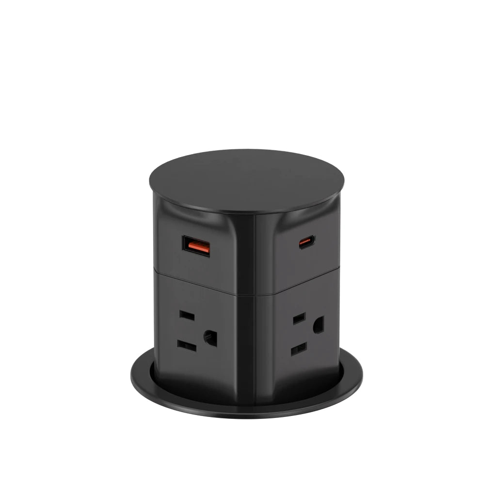 Quad-Sided Pop Up Outlet with USB and Qi